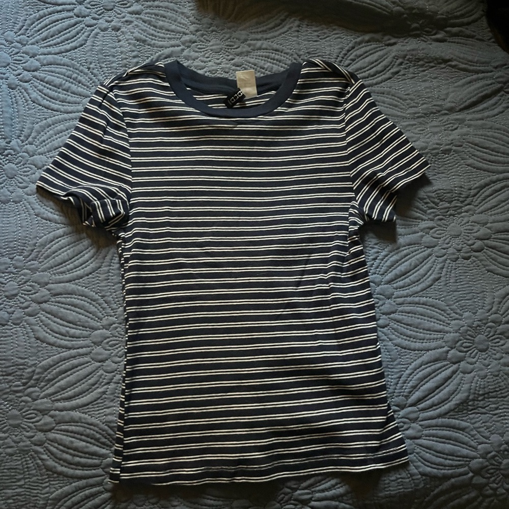 H&M Black and White Striped Crop Top